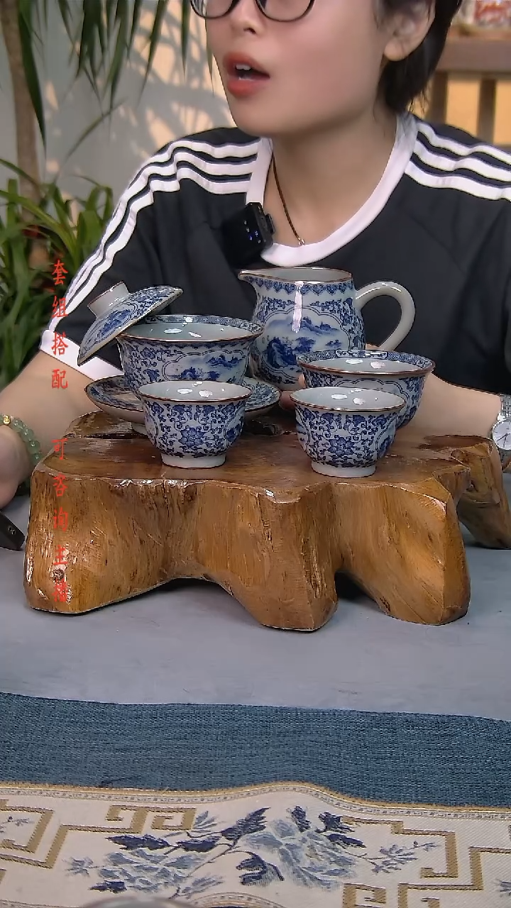 5件套陶瓷茶具老陶泥开片纹 