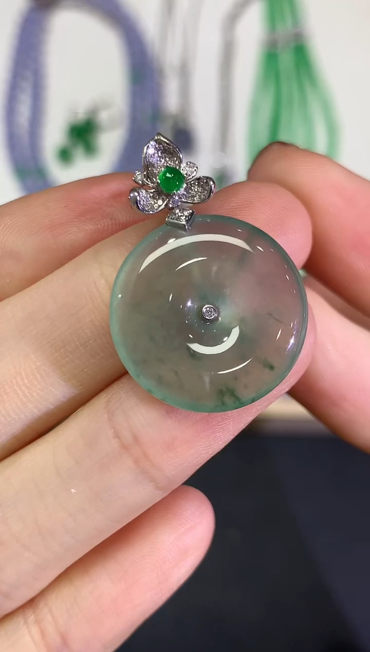 【闪购商品】翡翠颈饰18K金镶嵌团购32