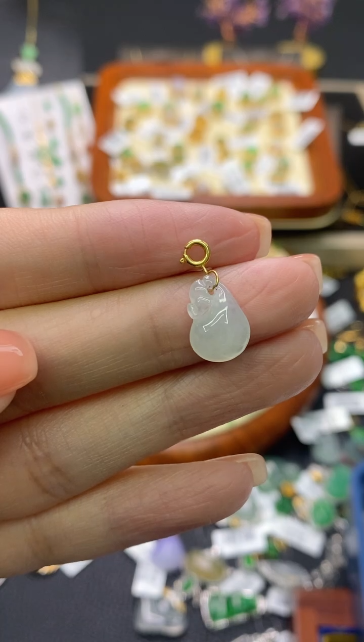 【闪购商品】翡翠颈饰18K金镶嵌净货17312