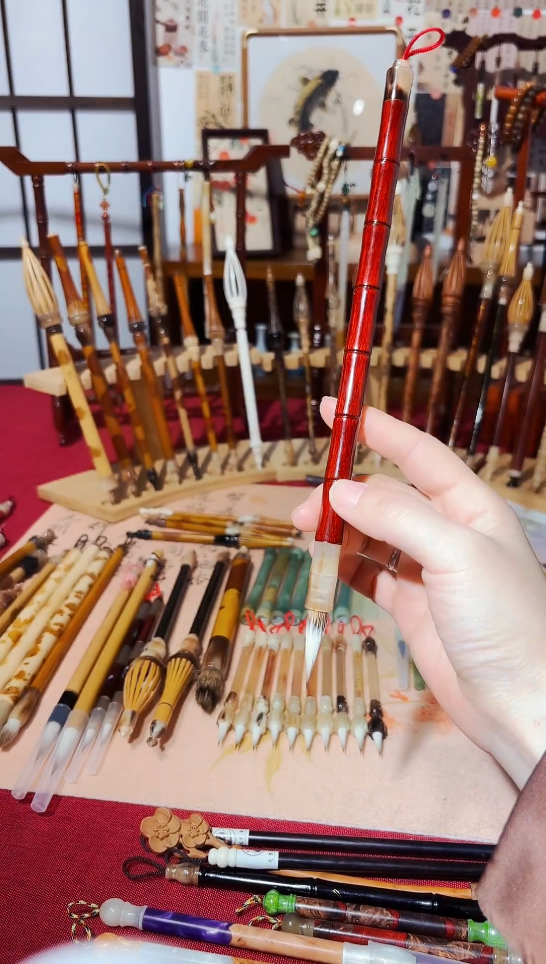 闪5 柯檀竹节牛角笔杆四附笔出锋3.2（清水试笔）