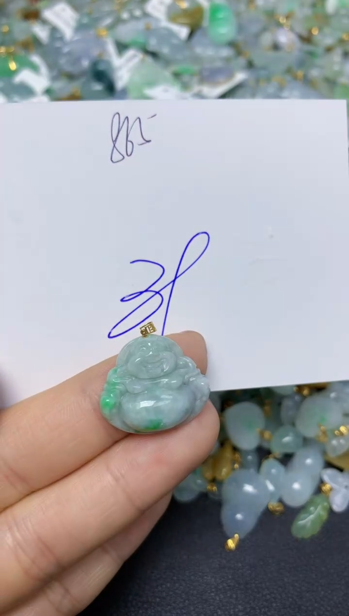 【闪购商品】翡翠挂件18K金镶嵌 天然翡翠A货