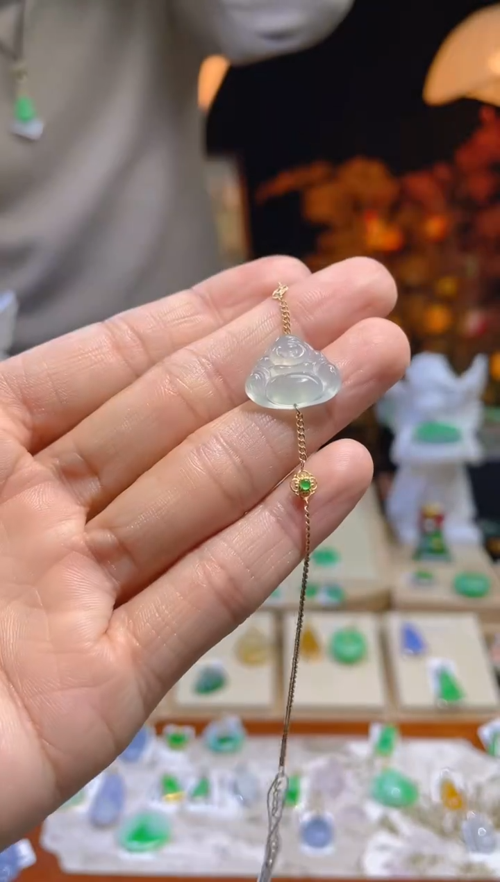 【闪购商品】翡翠颈饰18K金镶嵌假一赔三