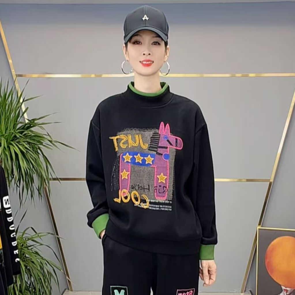 shishu/拾束冬季新款时尚女装个性减龄休闲百搭加绒卫衣CY6693