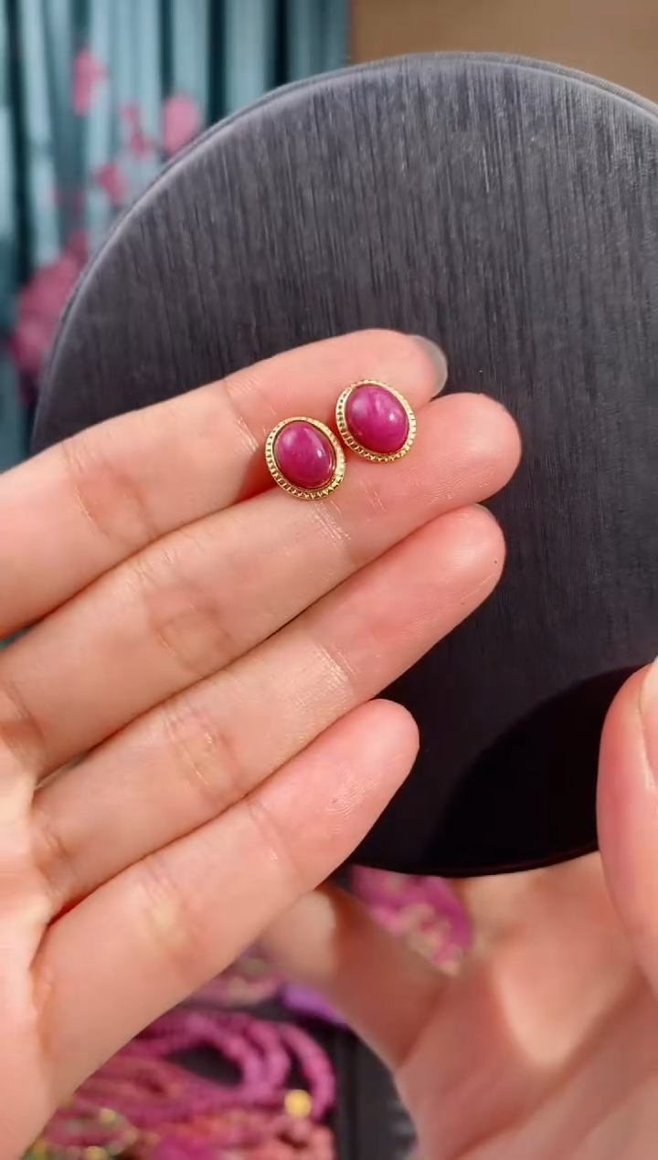 耳钉银S925镶嵌红宝石216多样性发其一