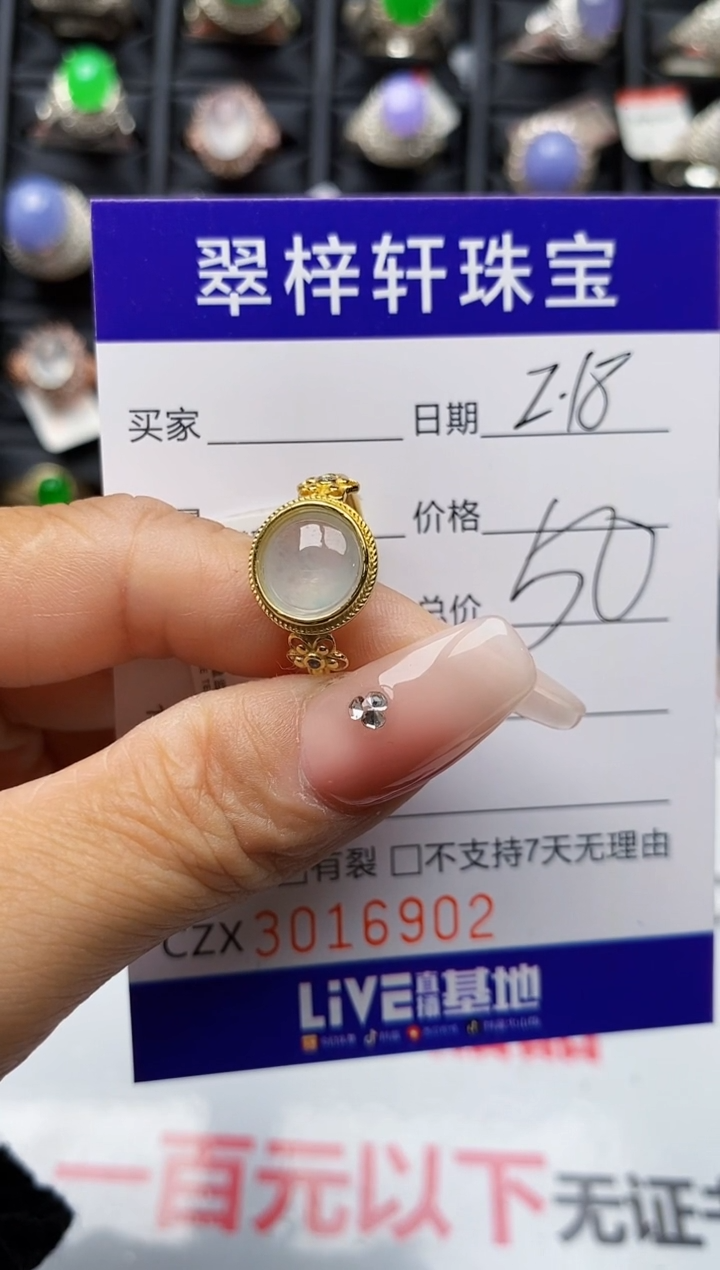 【闪购商品】翡翠戒指银S925镶嵌6902
