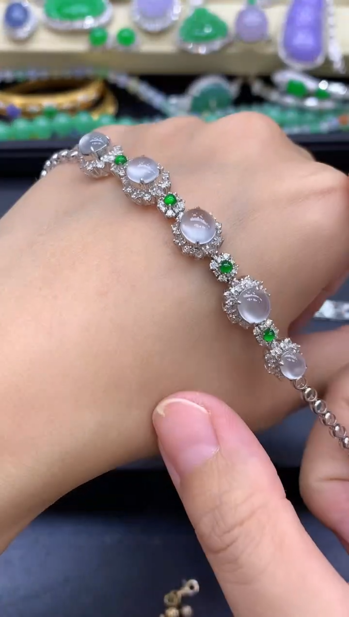 18K金镶嵌手链翡翠806-中国好珍宝