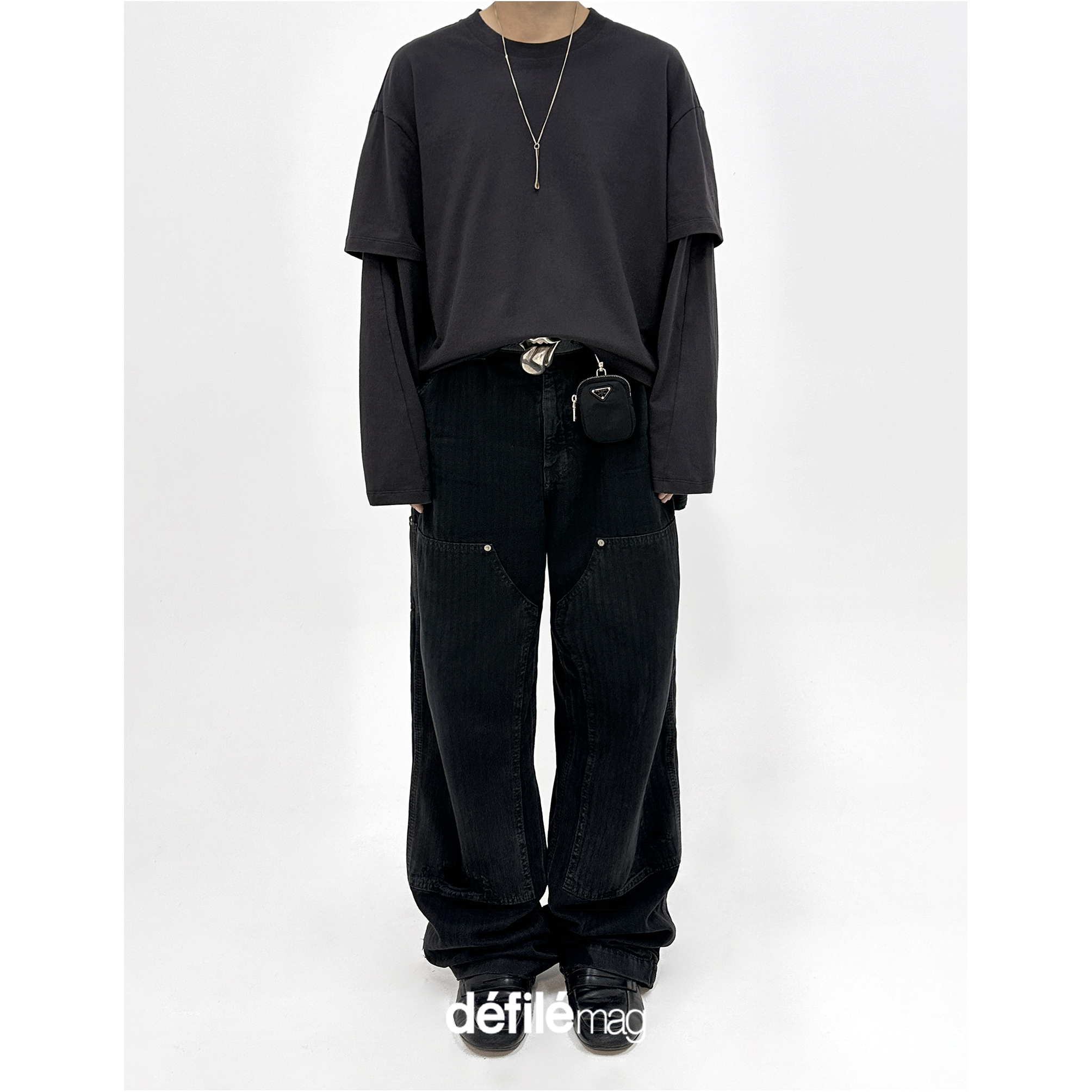 Defilemag 2025AW假两件古着质感简约打底长T纯日制亲肤面料