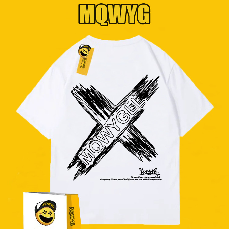 2025年纯棉夏季半袖经典个性交叉设计潮流印花圆领T恤 LB0057