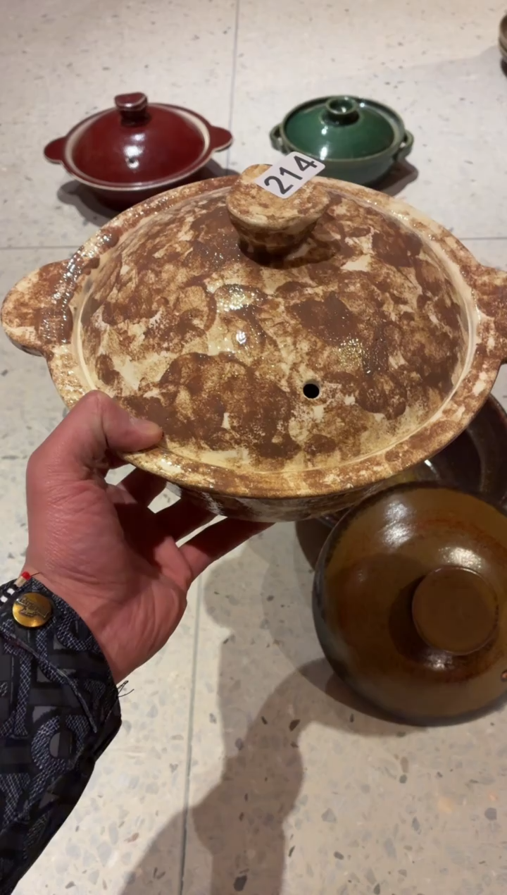 瓷片沐**定214咖白色砂锅1个