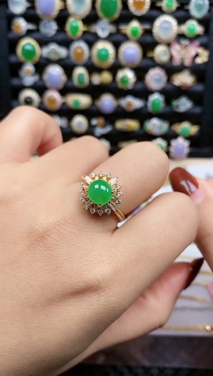 银S925镶嵌戒指翡翠348