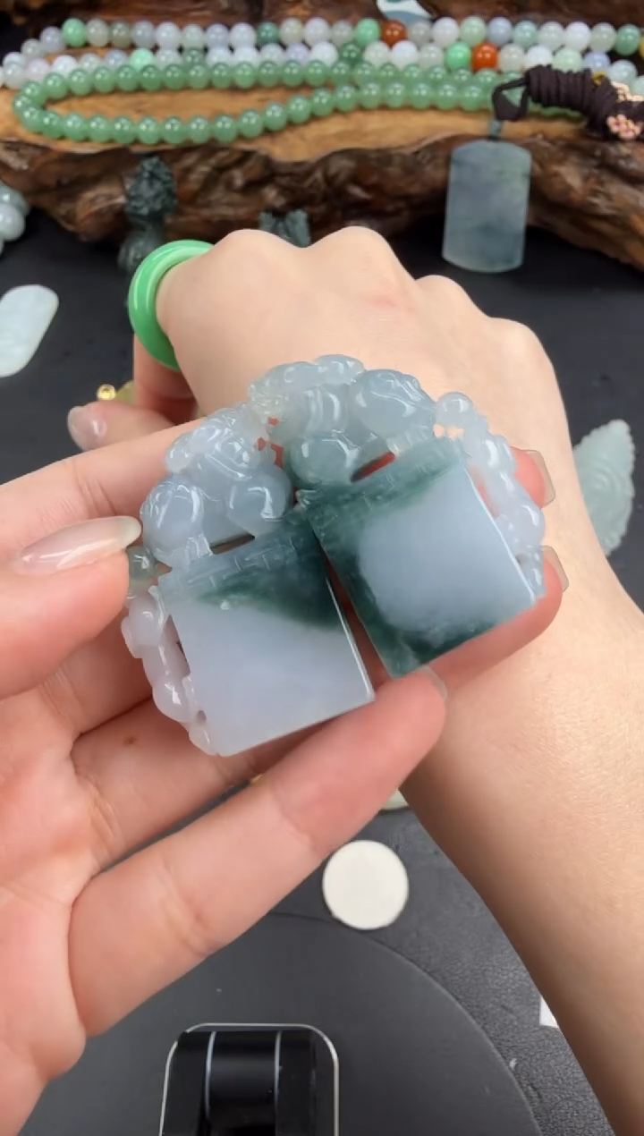 吊坠(不含链)未镶嵌翡翠翡翠饰品-168   一对