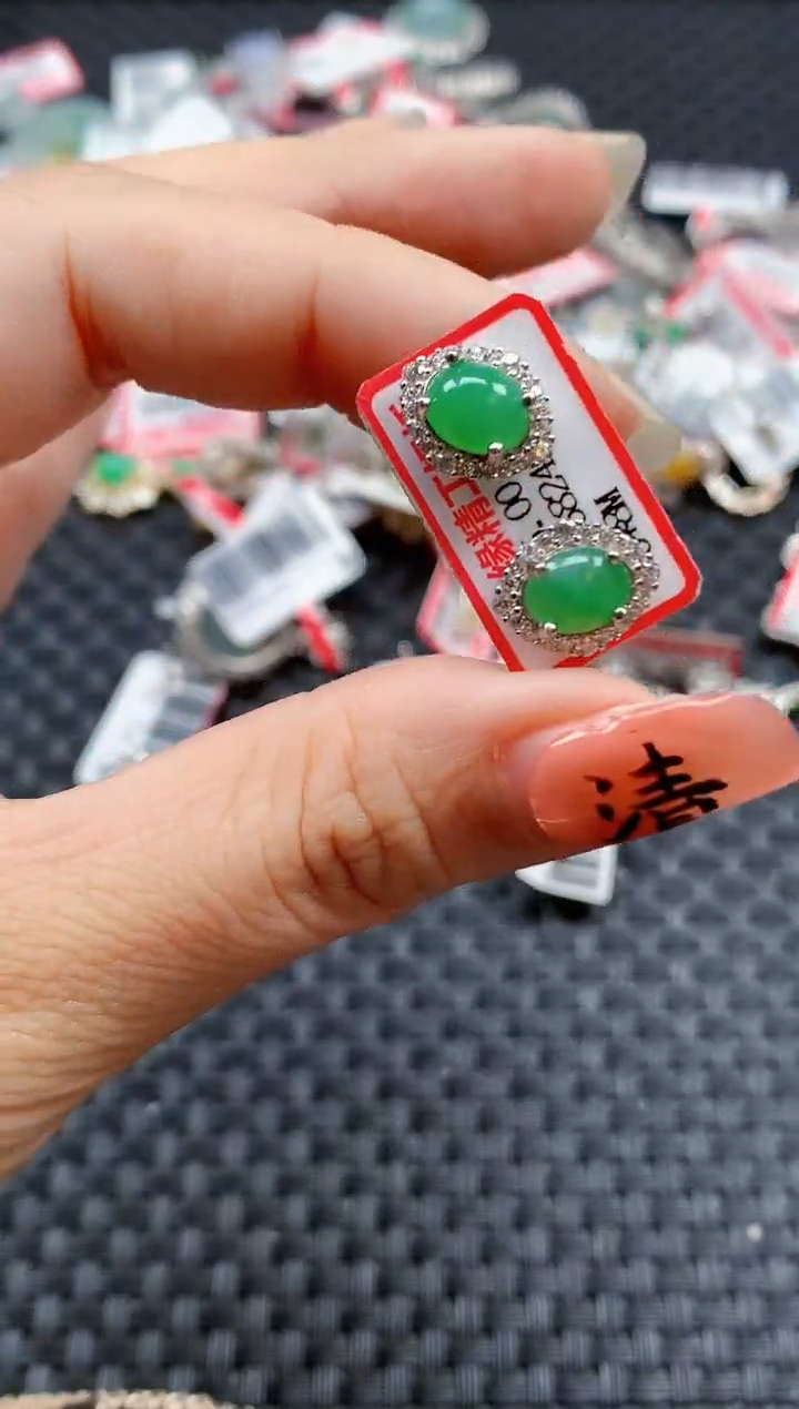 银S925镶嵌戒指翡翠天然A货缅甸翡翠