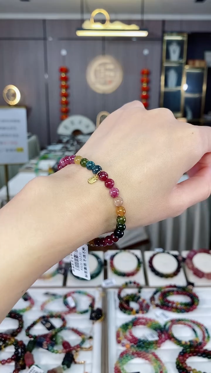 老矿碧玺单圈手串5mm+未镶嵌碧玺hon多样性发货一条