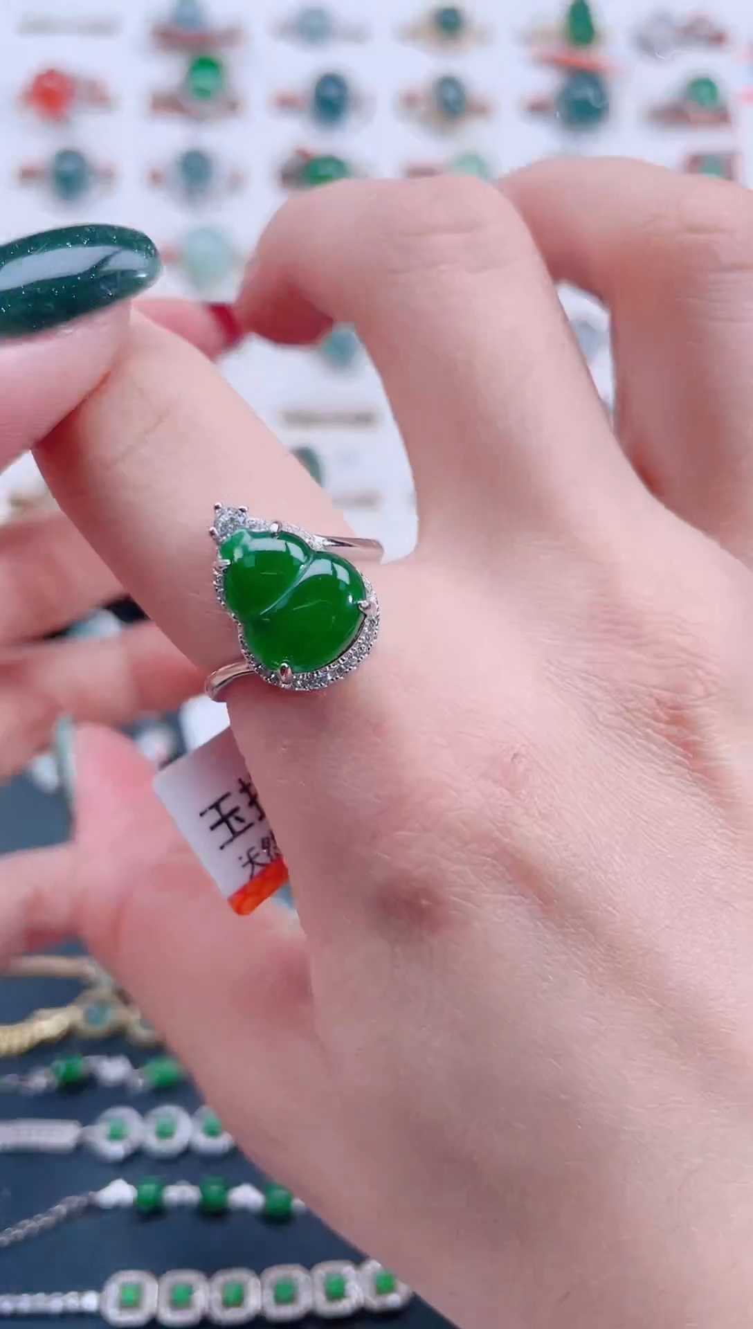 银S925镶嵌戒指翡翠天然翡翠