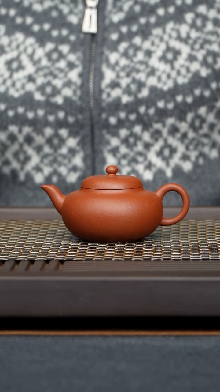 茶壶朱泥福圆壶原矿零添加朱泥纯手工制作120毫升