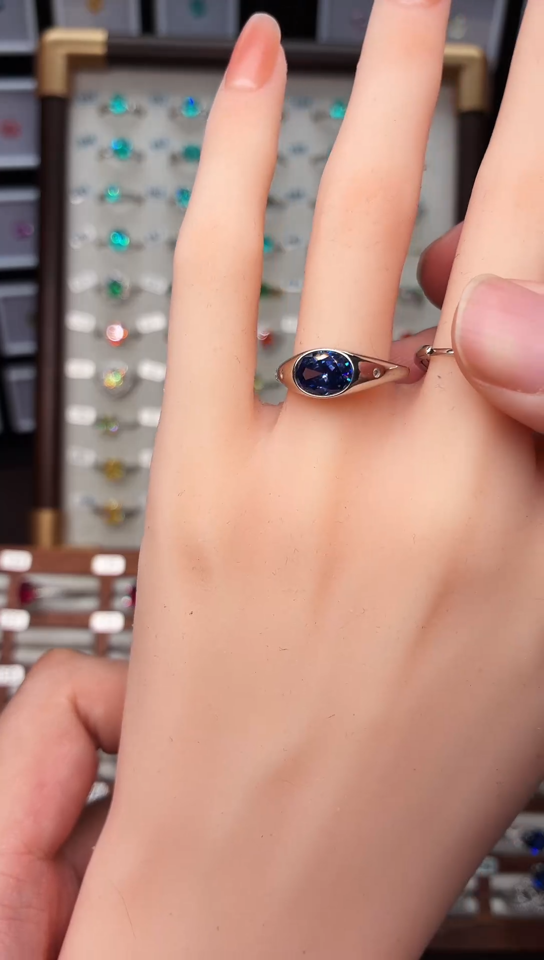 戒指蓝宝石银S925镶嵌11111