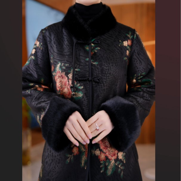 【盛世牡丹】高订款双面双穿皮毛一体大衣气质