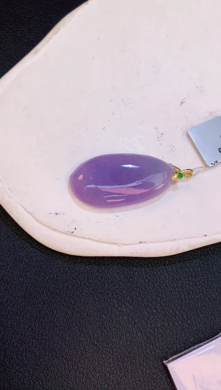 翡翠18K金镶嵌颈饰赠礼盒证书 麦麦