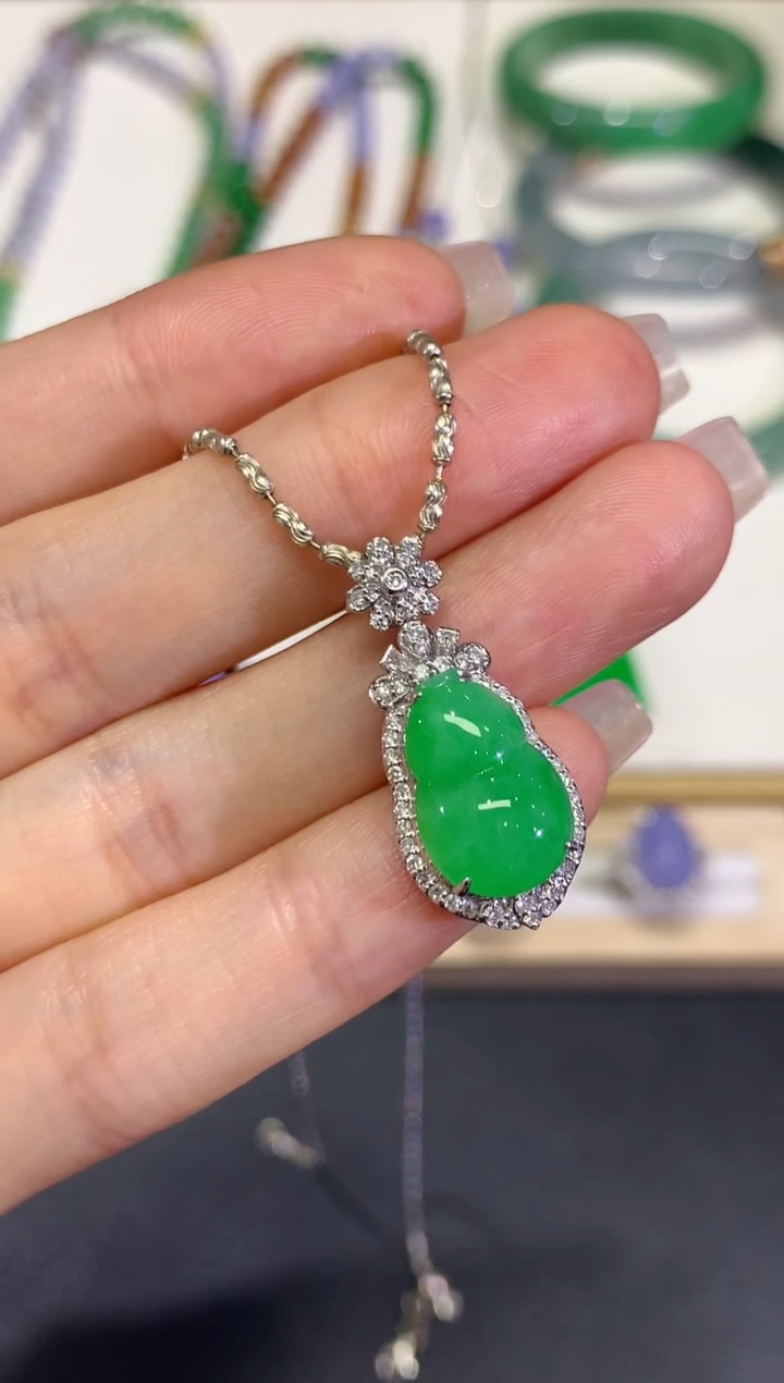 【闪购商品】翡翠颈饰18K金镶嵌团购43