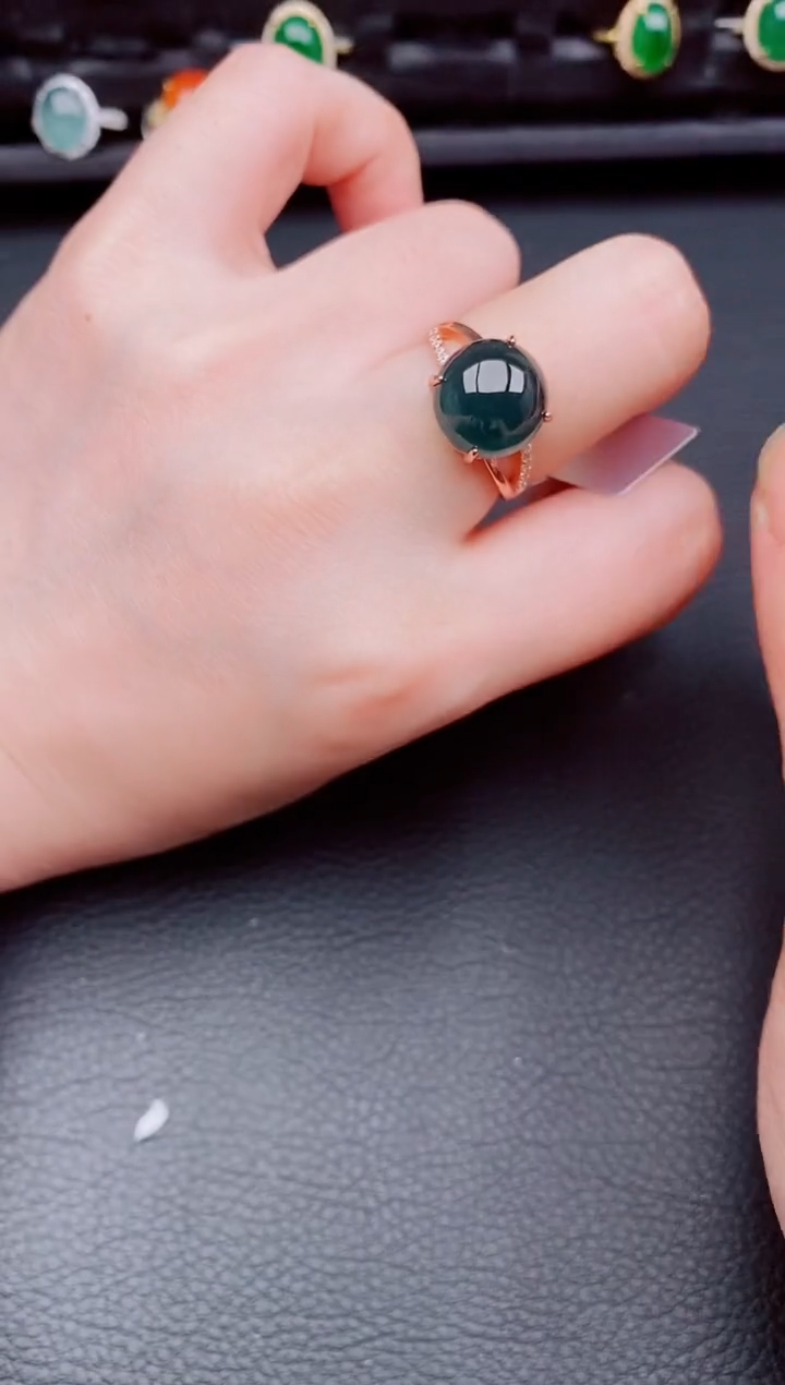 【闪购商品】翡翠戒指银S925镶嵌天然a货翡翠214