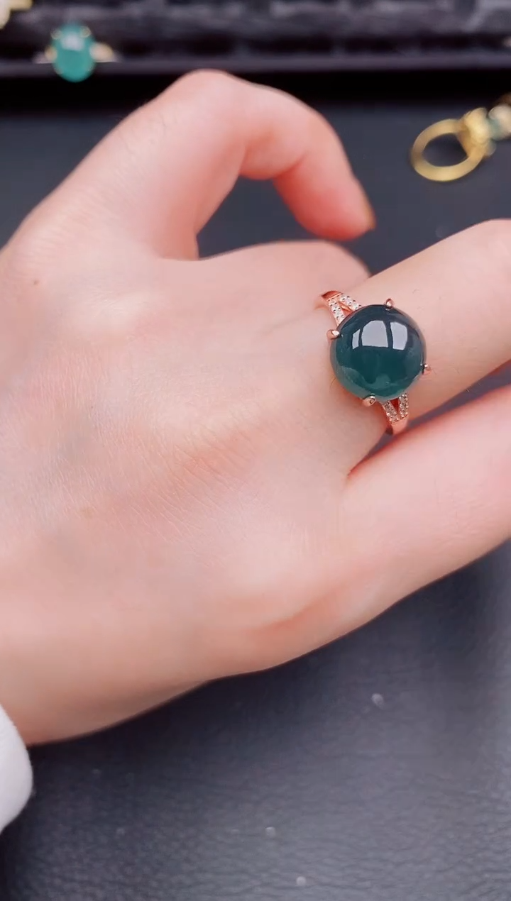 【闪购商品】翡翠戒指银S925镶嵌天然a货翡翠293