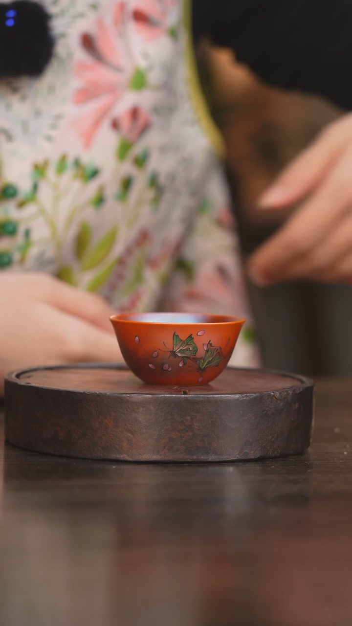 【闪购商品】杯48柴房陶瓷丨金红蝴蝶单杯