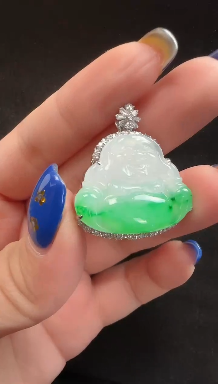 颈饰18K金镶嵌翡翠027玉佛一个