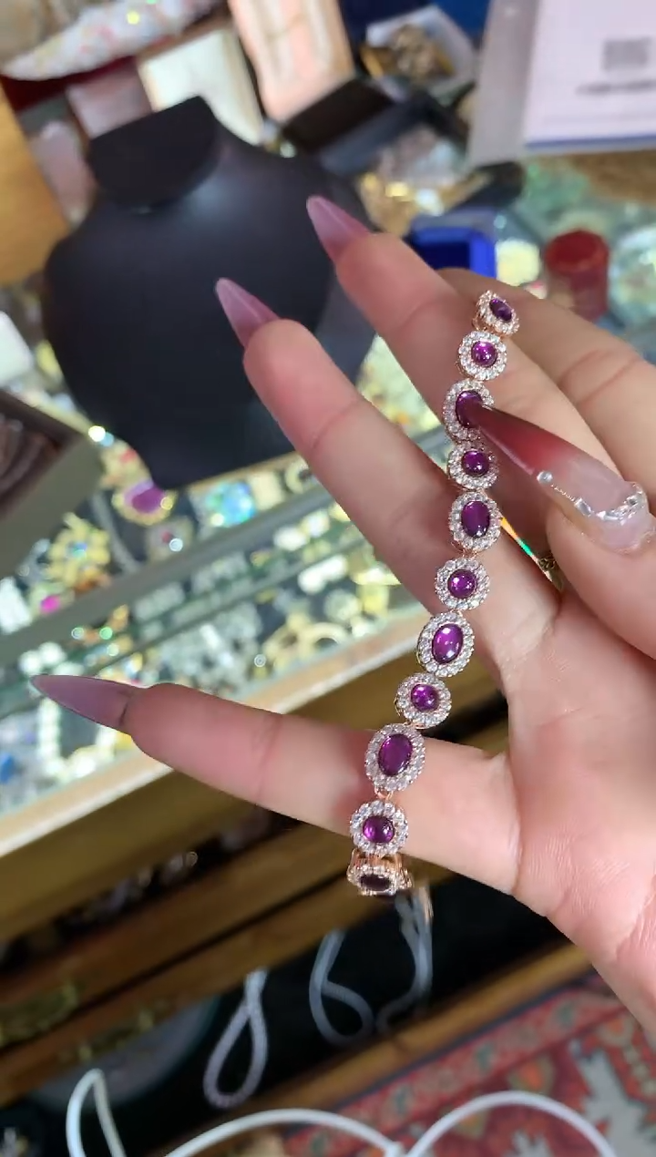 【闪购商品】石榴石手链银S925镶嵌楚楚中古珠宝甄选不退换