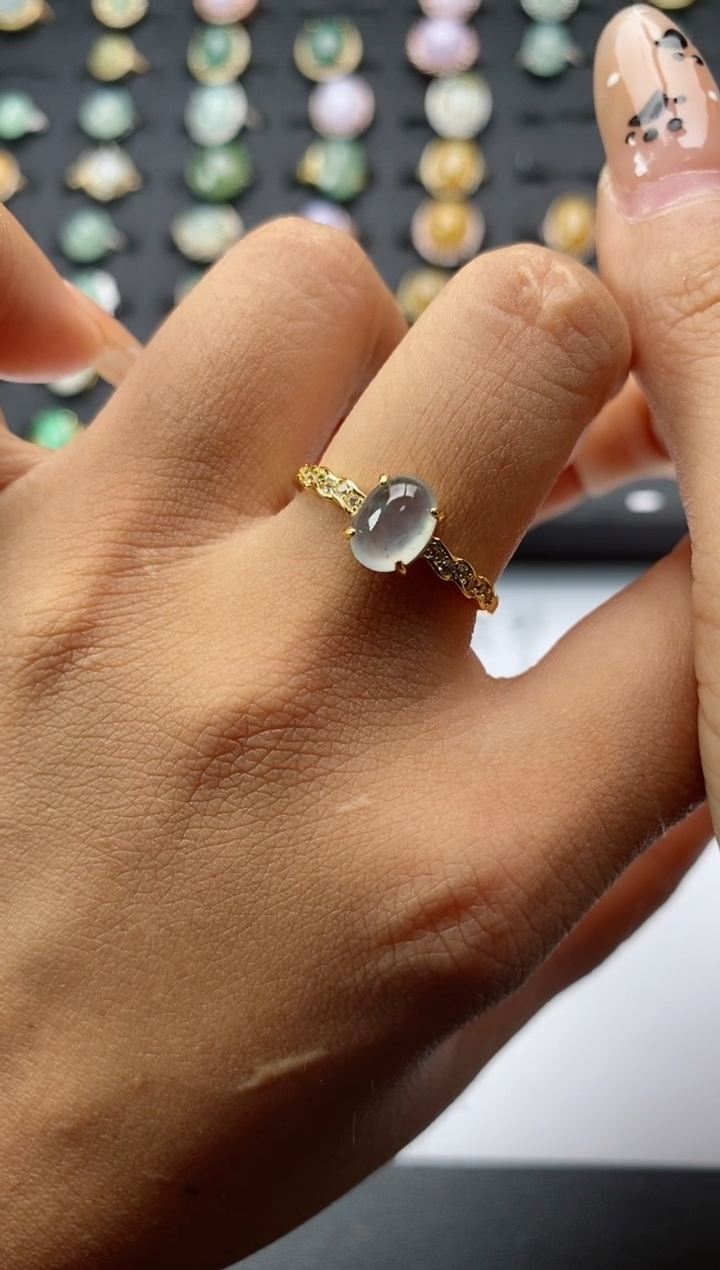 翡翠戒指银S925镶嵌.