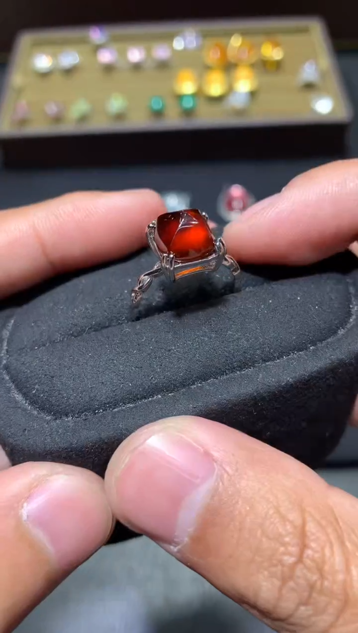 未镶嵌戒指石榴石D23