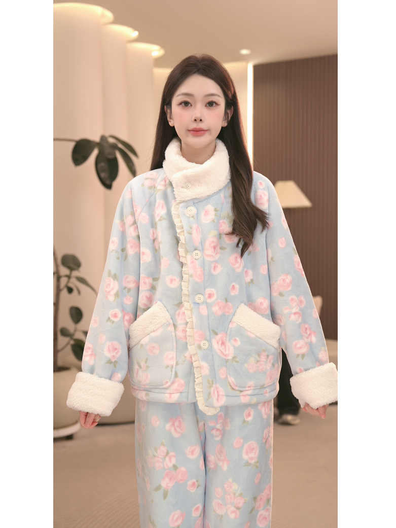 DM【玫瑰香颂】高定设计款冬款加厚家居服套装女士