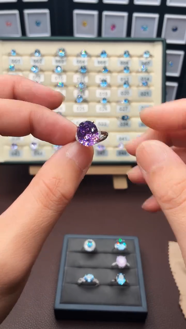 无925银轻奢紫罗兰色女神戒