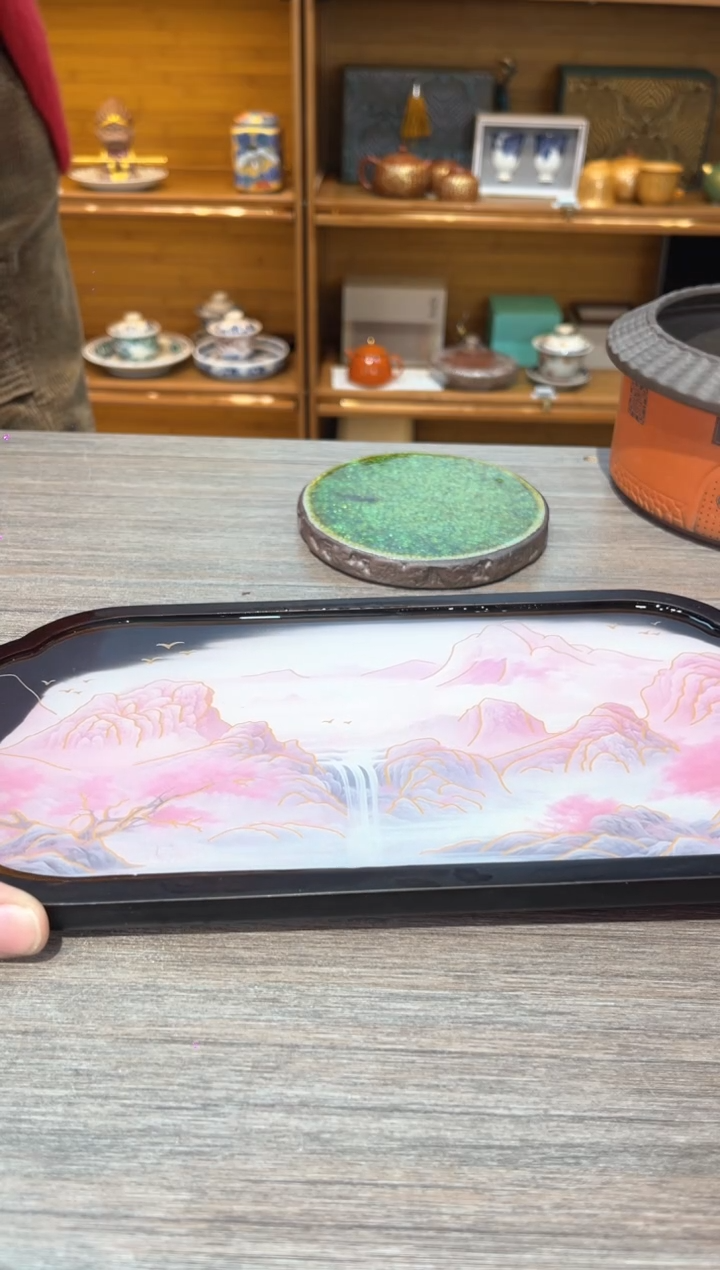 【闪购商品】花边粉山茶盘茶具