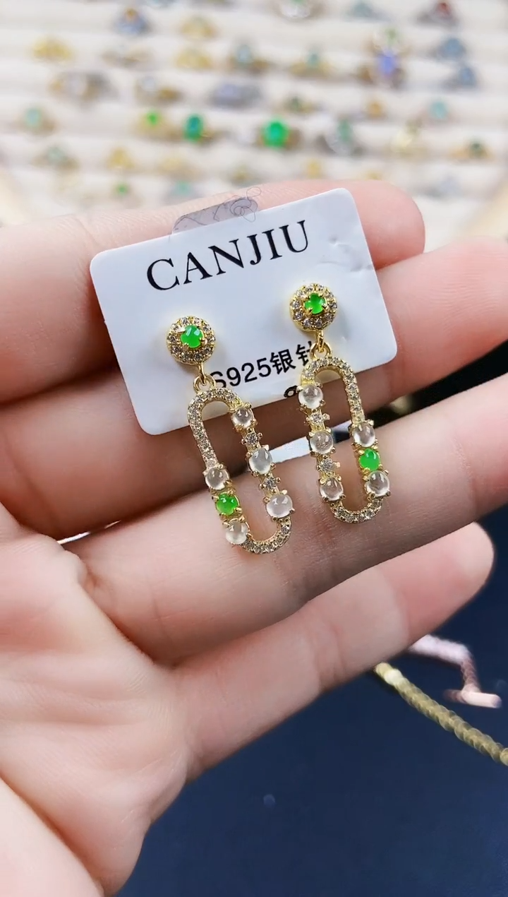 【闪购商品】翡翠耳饰银S925镶嵌24245255