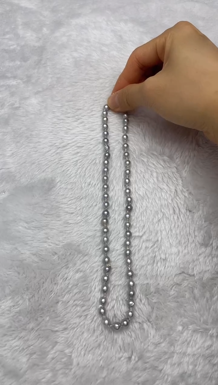 项链银S925镶嵌海水珍珠AK真多麻6-6.5mm