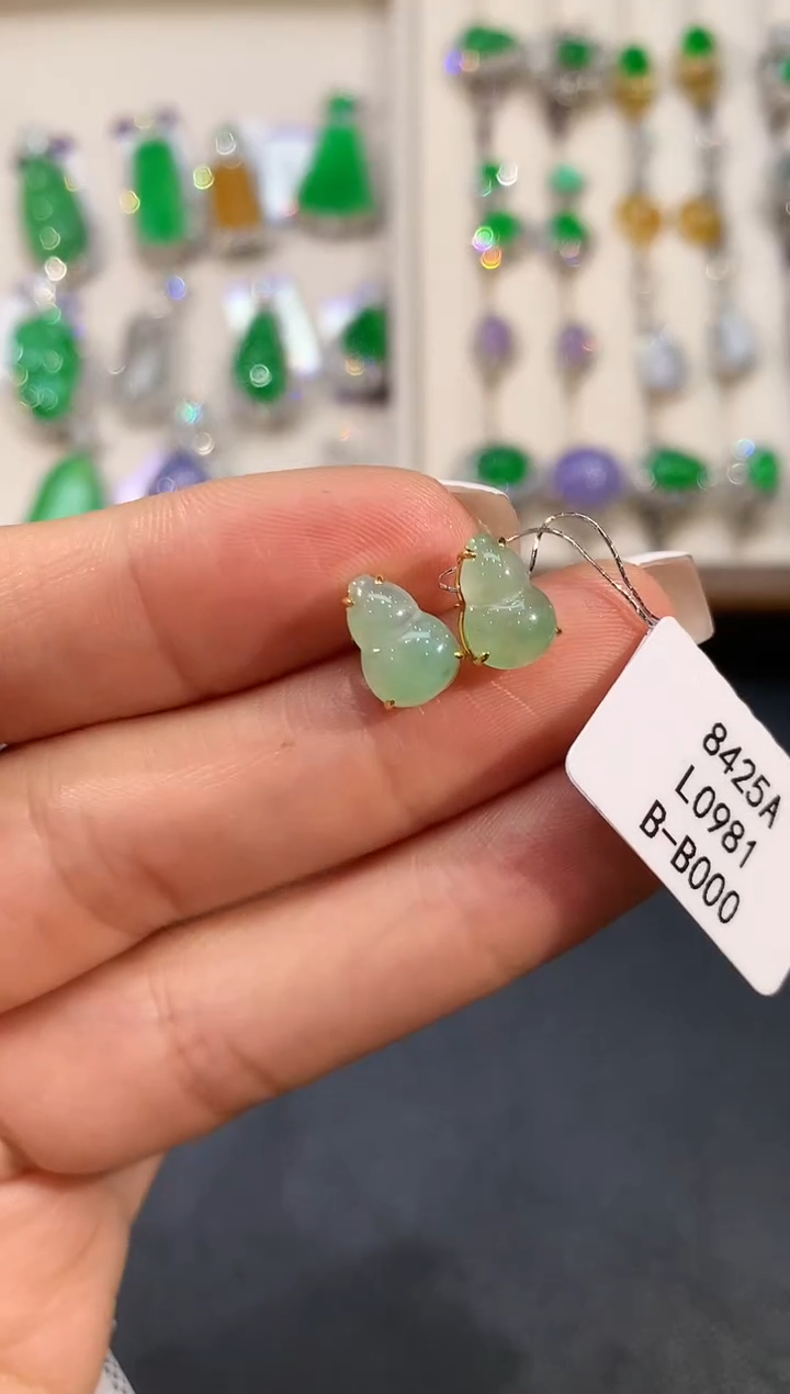 【闪购商品】翡翠耳饰18K金镶嵌L0981