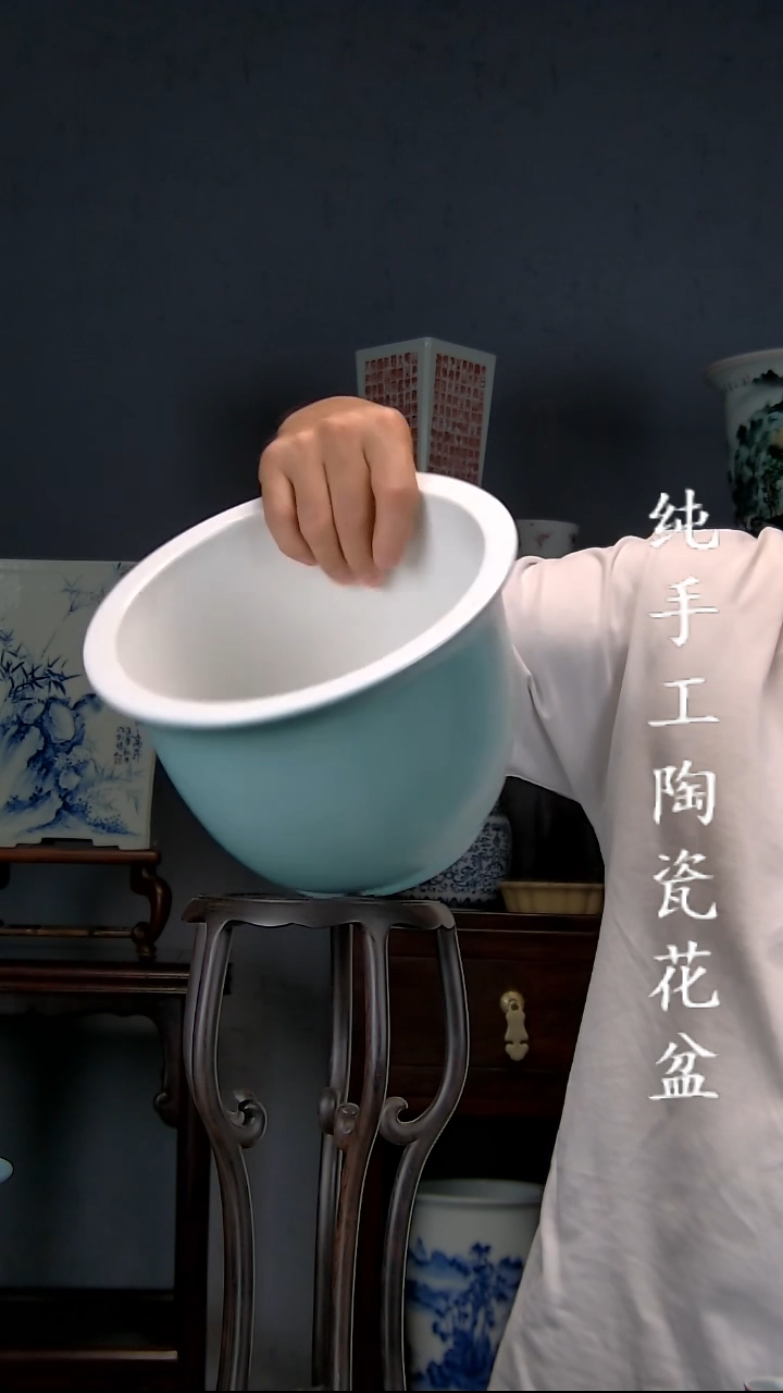景德镇陶瓷 手工花盆