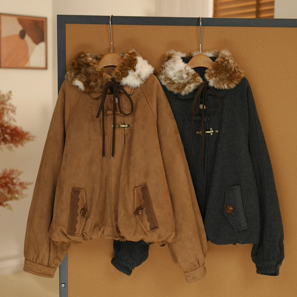 秋冬棉服女大童翻领棉衣外套时尚休闲百搭极简风青少年装-SW818