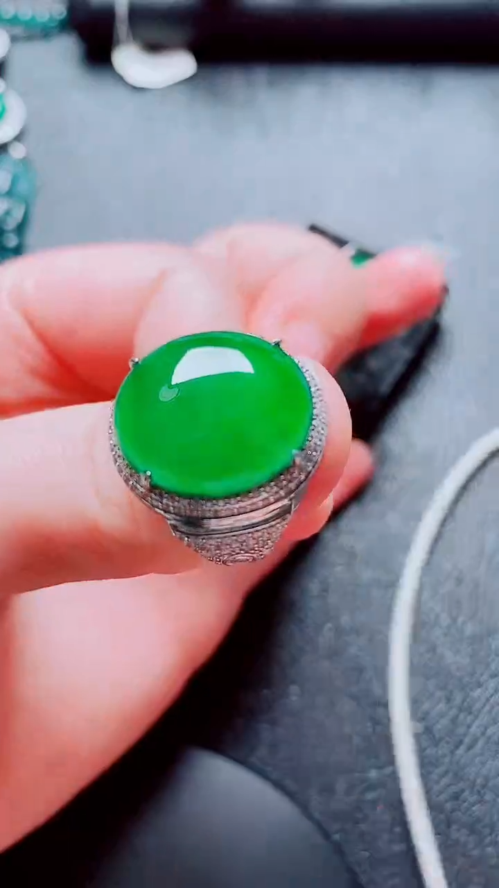 银S925镶嵌戒指翡翠111