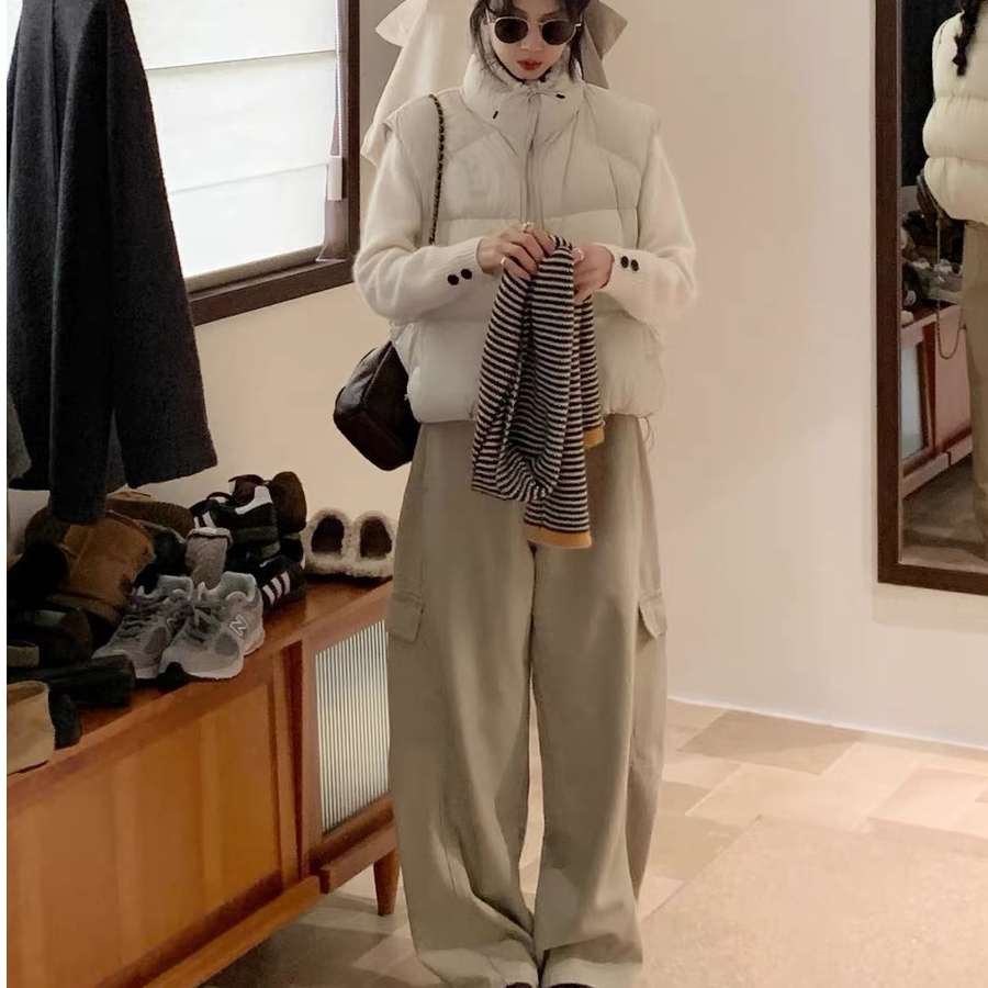 2025冬季YNVN韩系加厚工装弯刀裤高腰显瘦设计感小众百搭牛仔女裤