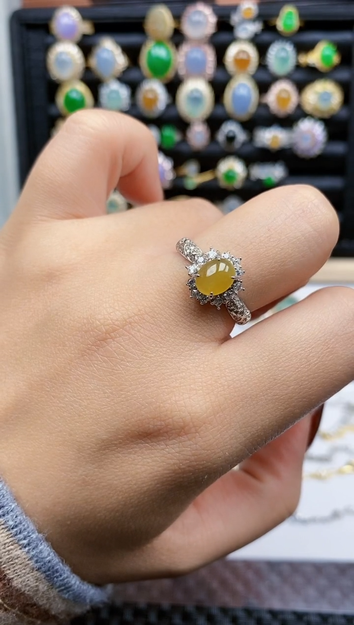 银S925镶嵌戒指翡翠217