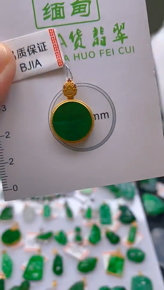 【闪购商品】翡翠颈饰18K金镶嵌天然翡翠A货，支持复检