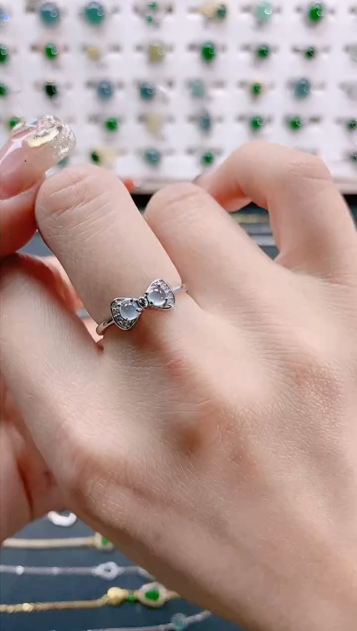 【闪购商品】翡翠戒指银S925镶嵌天然翡翠