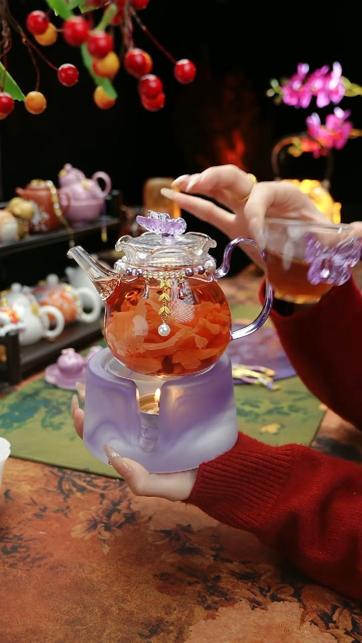 【闪购商品】紫色温茶台+茶壶+链子+杯子