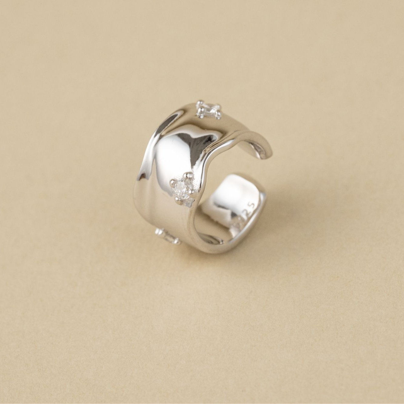 925银合成锆石耳饰 【星棋】S925银耳骨夹