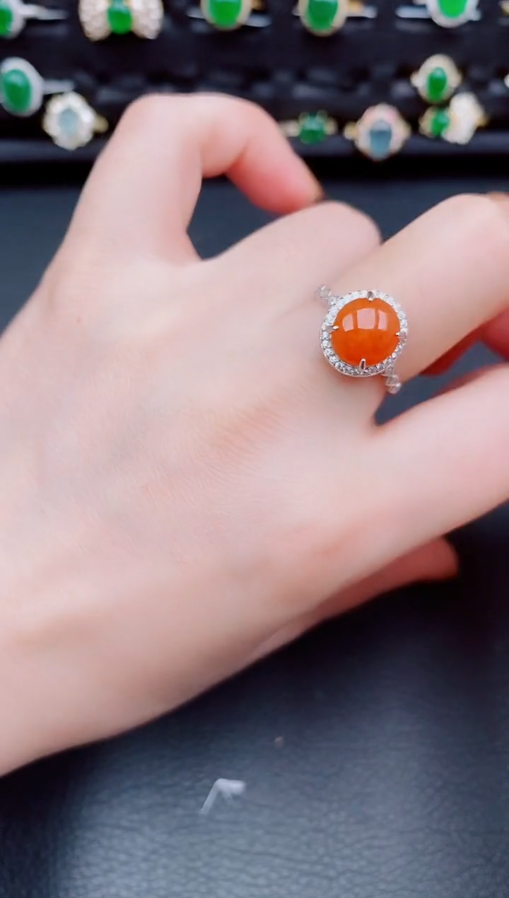 【闪购商品】翡翠戒指银S925镶嵌天然a货翡翠71