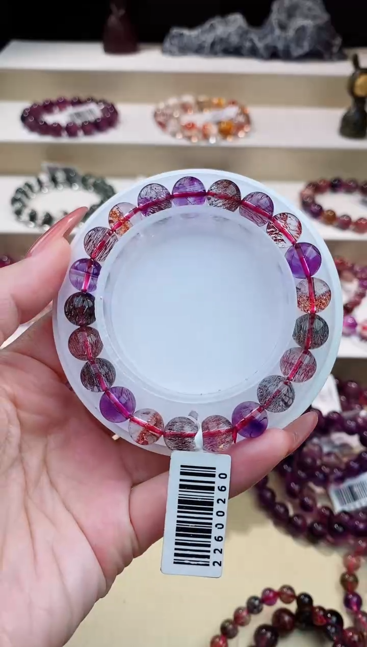 未镶嵌手链水晶黑加仑超七9m+