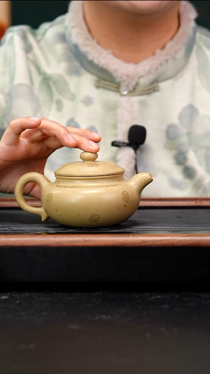 茶壶紫砂本山绿泥仿古描金如意