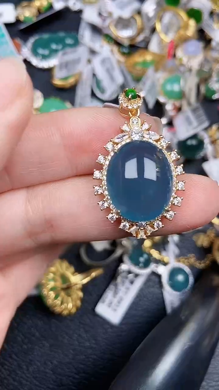 颈饰银S925镶嵌翡翠0119