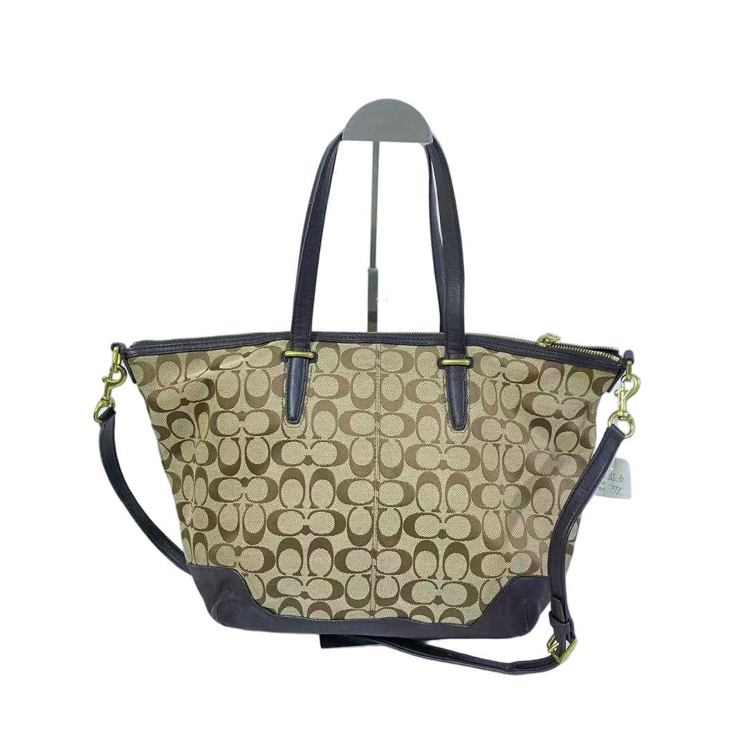 95新 COACH/蔻驰 经典老花帆布拼皮手提斜挎包  AF-11454-B